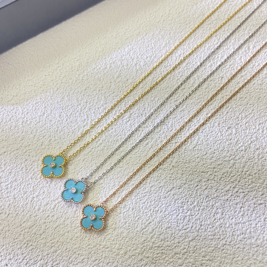 VCA Amazonite Vintage Alhambra Pendant Necklace, 1 Motif - Original Replica Club