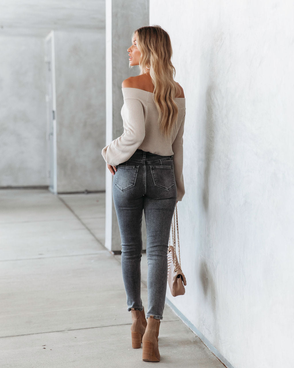 Indiana Ribbed Boat Neck Crop Top - Beige - Se7enfashion