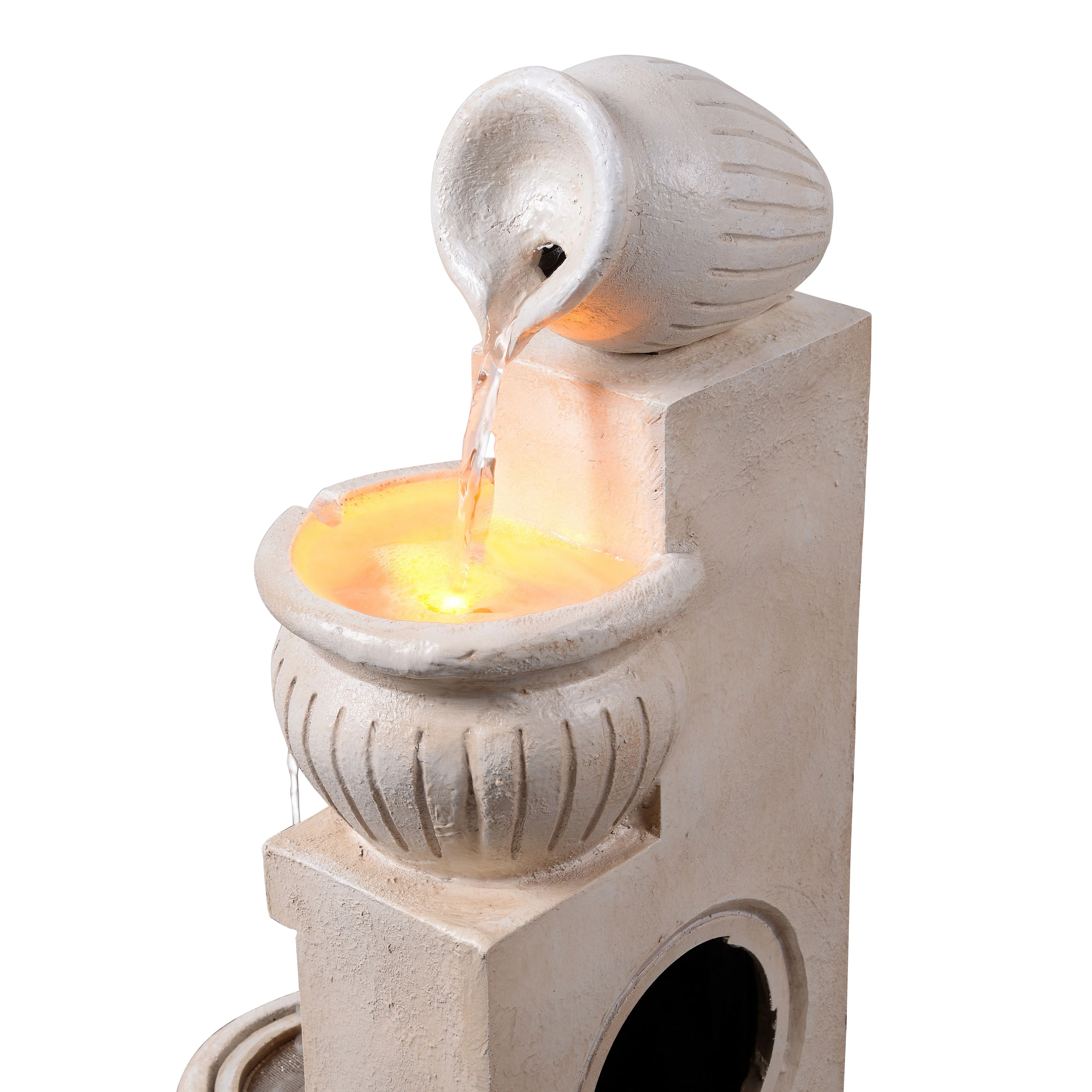 Teamson Home Outdoor Water Fountain with Lights-C 4-Tier Cascading Bowl Design with LED Light & Solar Pump, Solar-Powered Water Fountain Outdoor Garden, Yard, or Patio D-cor, Navy Blue - Image 23