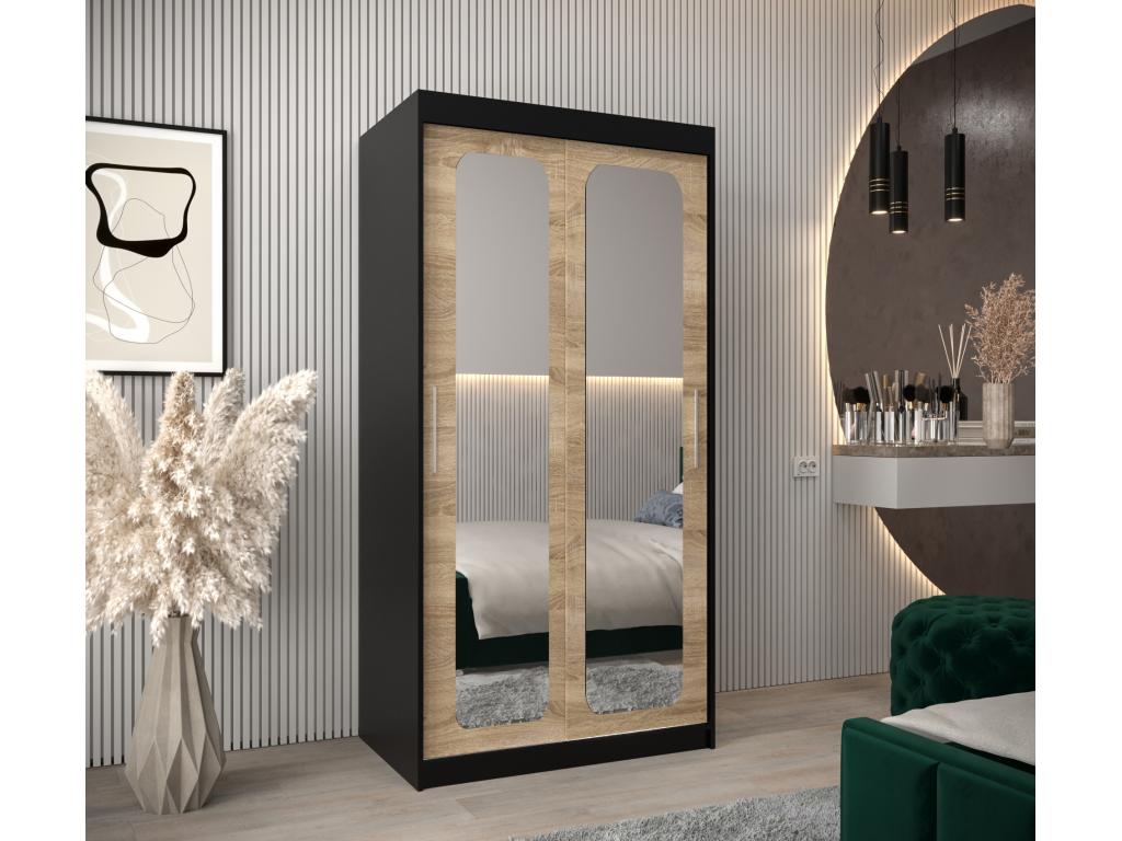 ARMARIO T3 DE PUERTAS CORREDERAS 200/100/62 2 puertas negro/Homelyvo