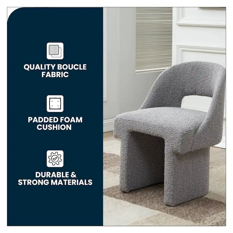 Modern Elegant Boucle Upholstered Accent Chair with MDF Wood Frame for Home Office, Living Room, and Bedroom