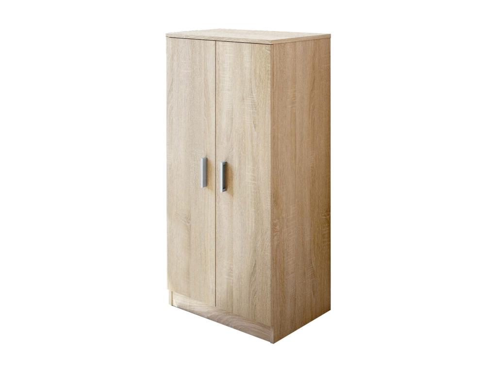 Armario multifunción Nestliq - Armario auxiliar de 2 puertas - Zapatero bajo con 6 baldas - zapatero moderno - 55x36h108 cm - Roble