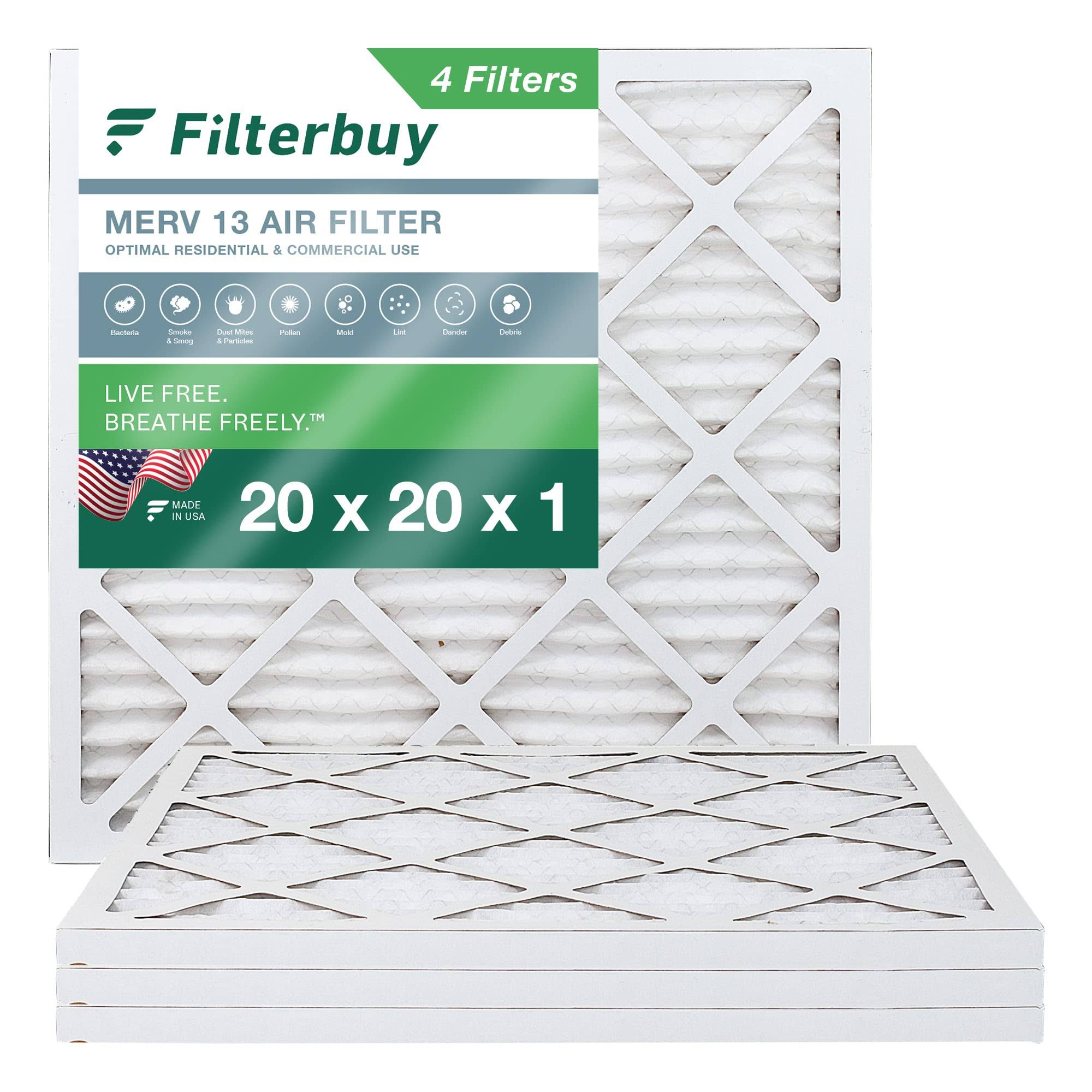 AFB20x20x1M13pk4Filterbuy 20x20x1 Air Filter MERV 13, Pleated HVAC AC Furnace Filters Replacement (Set of 4)
