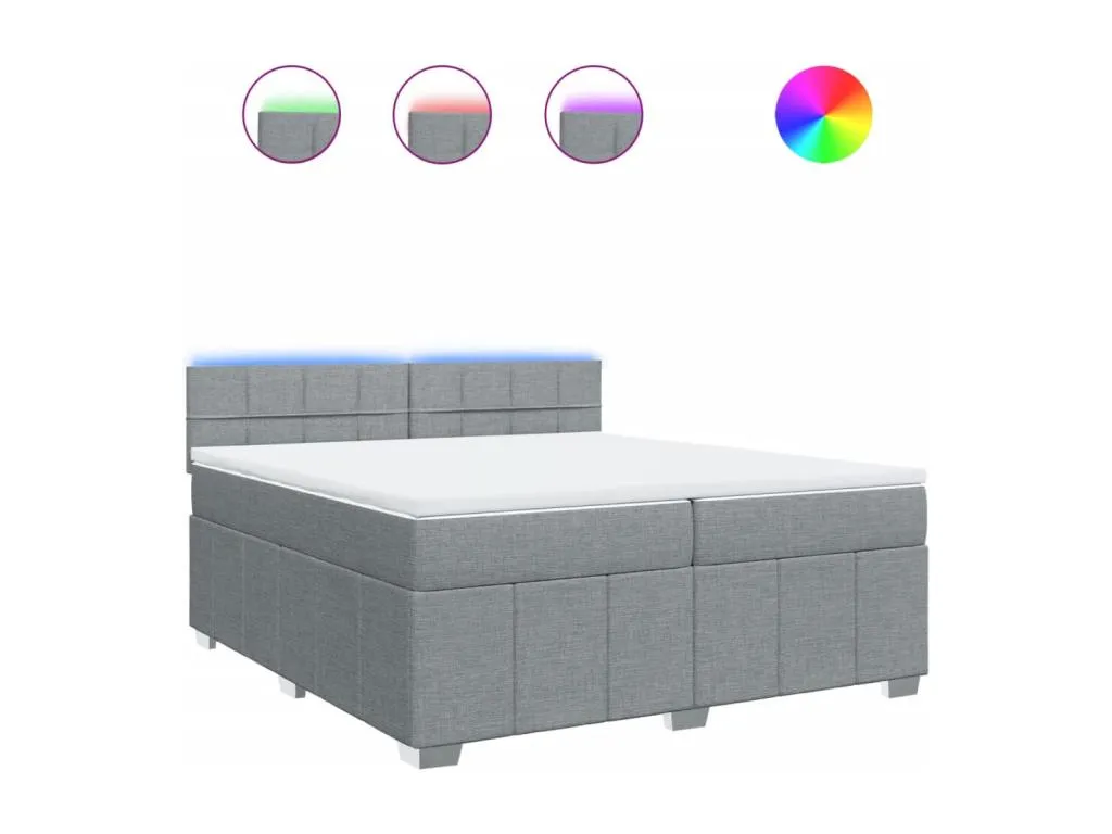 Cama box spring con colchón tela gris claro 200x200 cm muk3521768