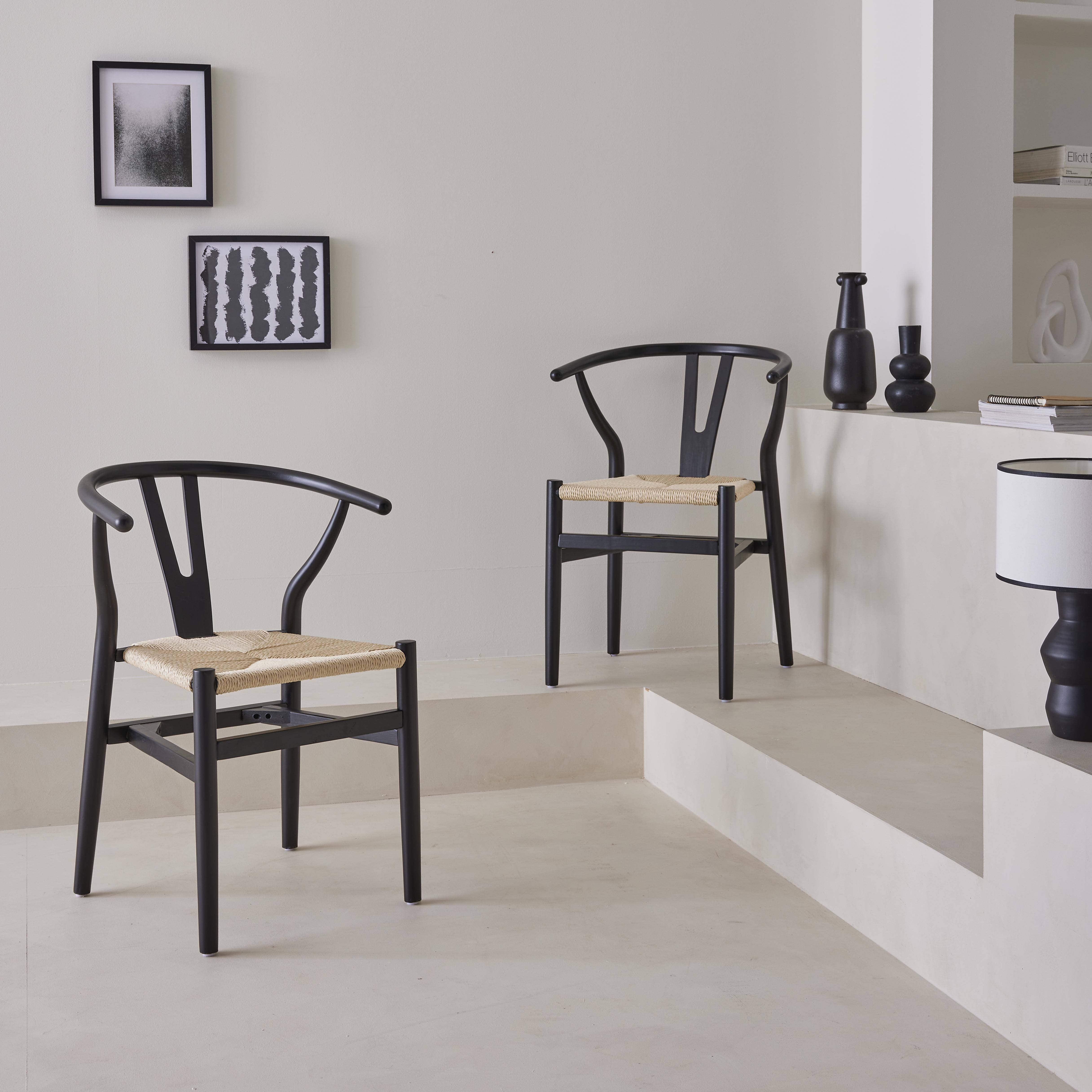 Cecile - Silla de madera con asiento de cuerda, set de 2