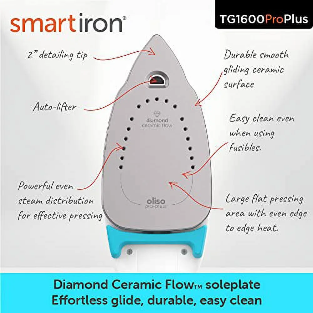 Oliso Pro Plus Ceramic-Coated Steam Iron, Blue - Image 5