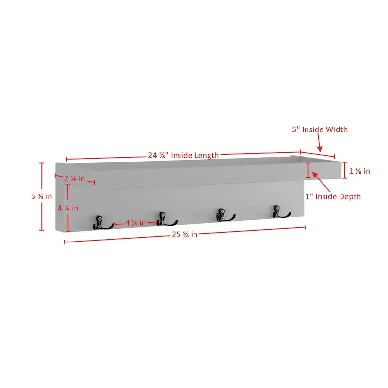 Danya B. Wall-Mounted Coat Rack with Decorative Ledge Shelf and Hooks for Entryway