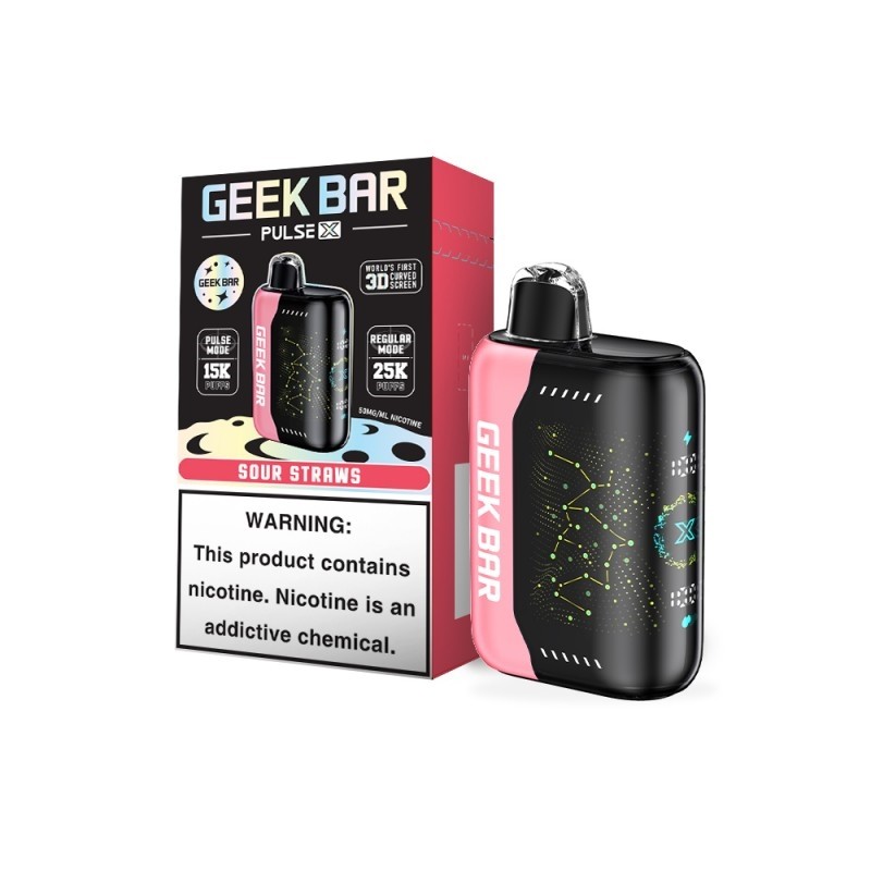 Geek Bar Pulse X 25K Sour Straws flavor front view