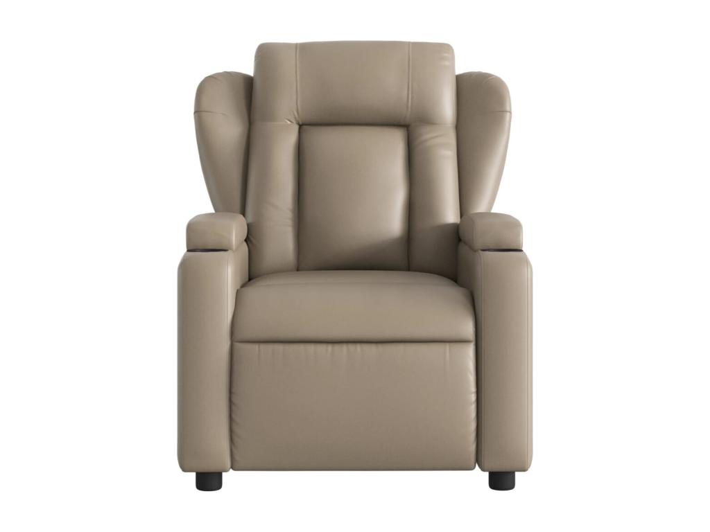 Sillón reclinable de cuero sintético color capuchino