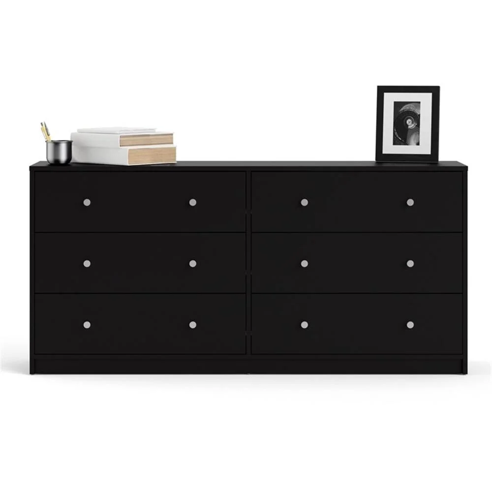 Pemberly Row 3PC Engineered Wood Dresser and Nightstands Bedroom Set in Black