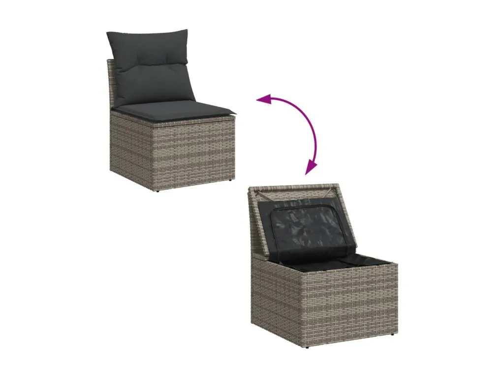 Sancaldeco Juego de sofás jardín con cojines 5 pzas ratán sintético gris 41852LDMT