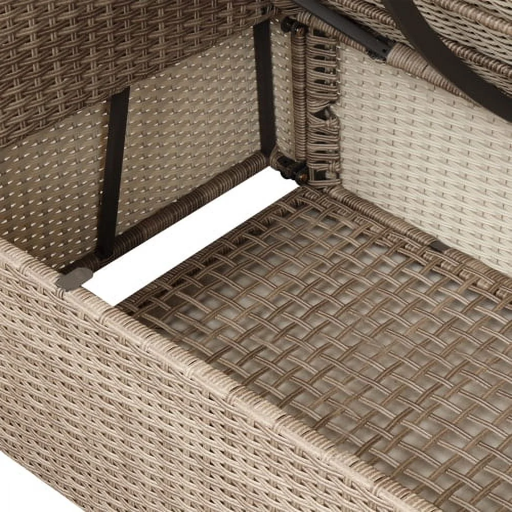 Harper & Bright Designs 4 Pieces Patio Wicker Chair with Ottoman and Coffee Table, Outdoor Rattan Loveseat Sectional Sofa Furniture Set for Garden, Beige Cushions - Image 21
