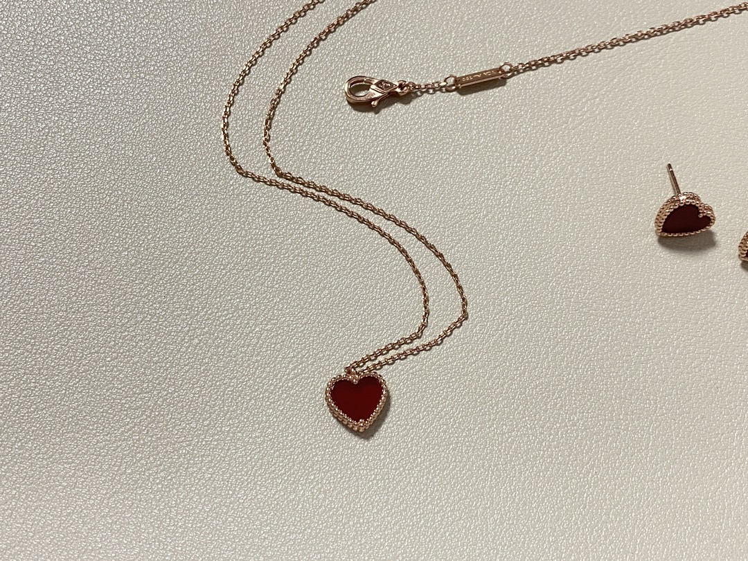 VCA Rose Gold Red Sweet Heart Earrings Bracelet Necklace - Original Replica Club