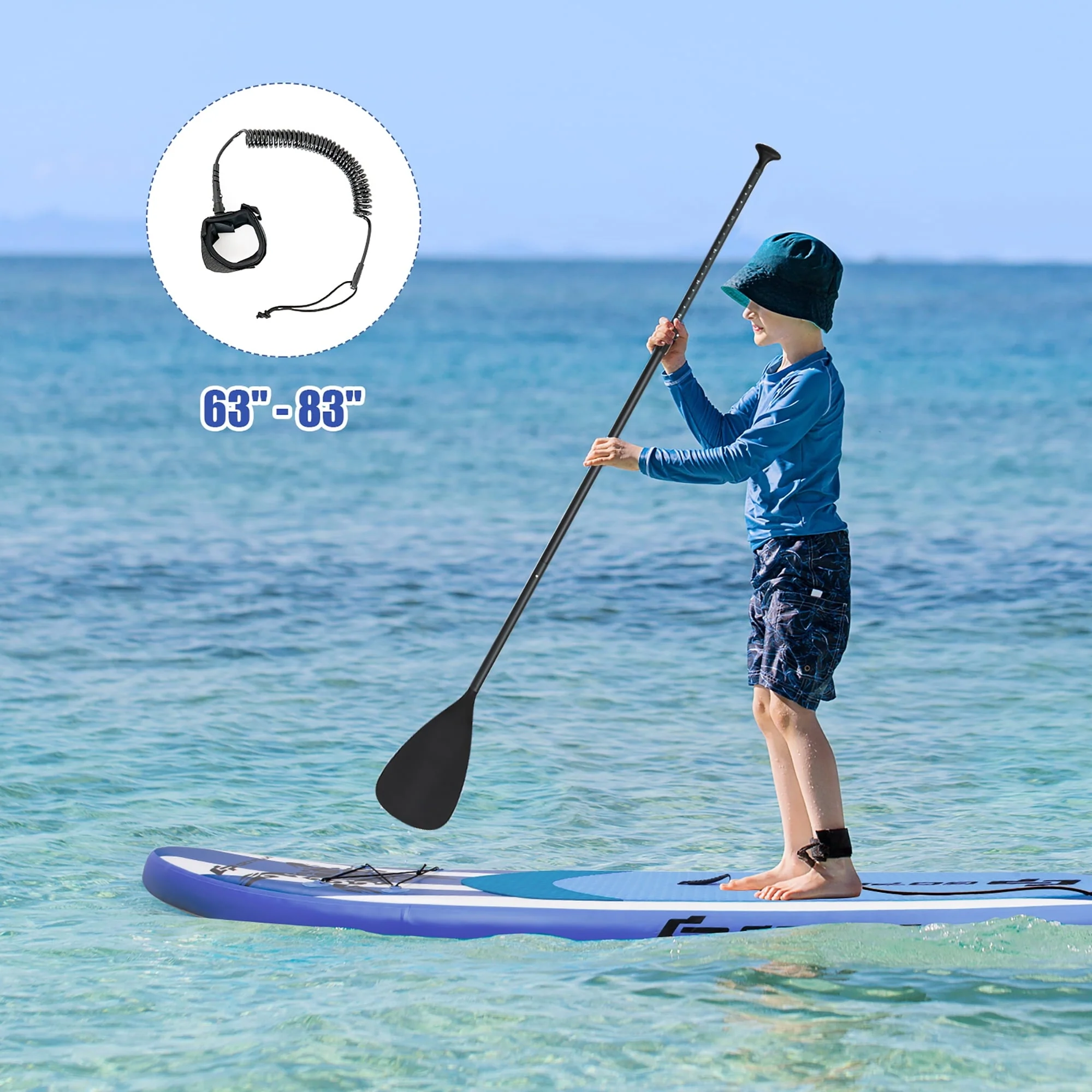 Goplus 11’ Inflatable Stand Up Paddle Board SUP W/Carrying Bag Aluminum Paddle Navy - Image 3