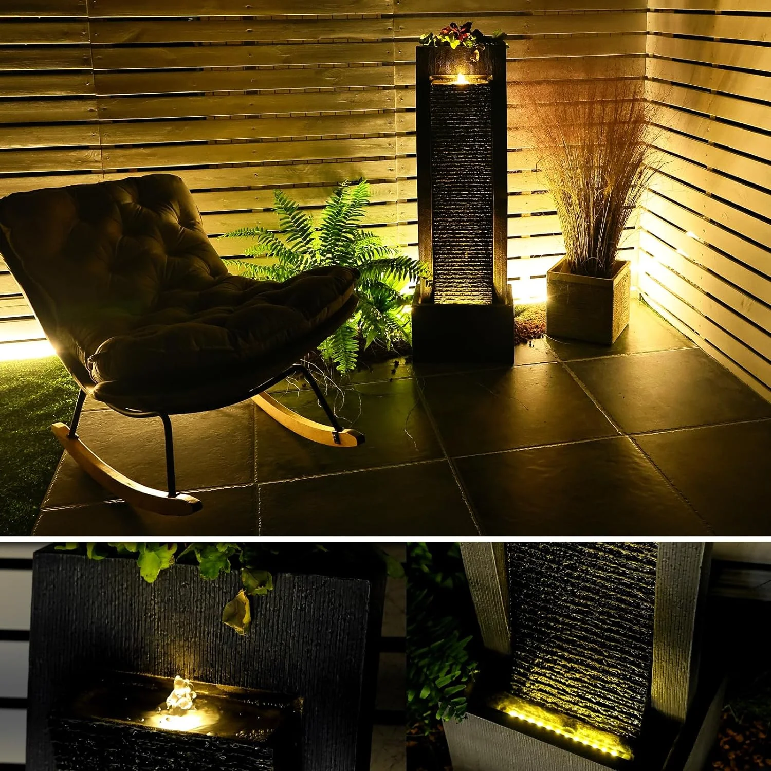 Garden Springs Zen Zone Polyresin Water Fountain with LED Lights - Image 4