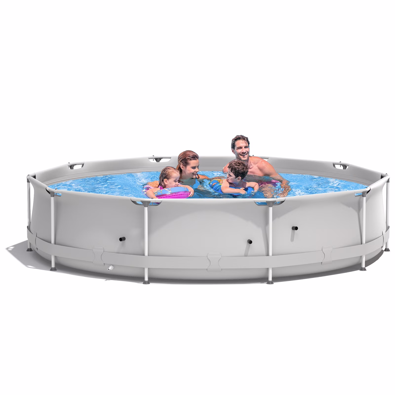 Infans Round Above Ground Swimming Pool Patio Frame Pool W/ Pool Cover Iron Frame Blue - Image 3