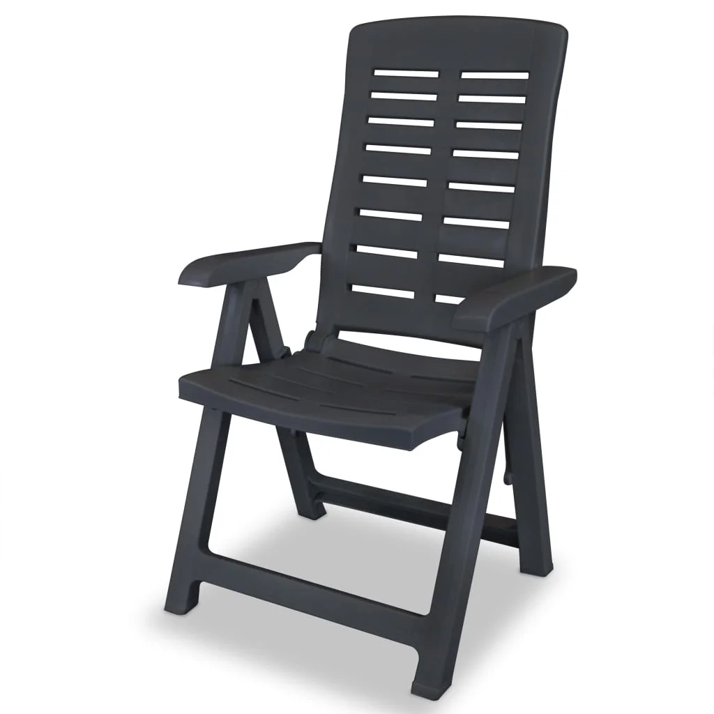 vidaXL Reclining Patio Chairs Outdoor Stack Dining Chair with Armrest Plastic - Image 4