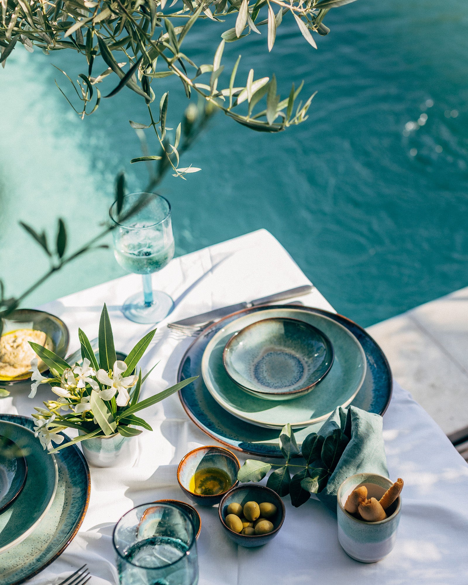 Geschirr-Set classic Ocean Vibes grünblau mint 16-teilig