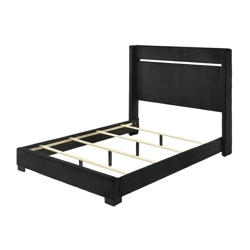 Pedro 6-Piece Black Velvet Upholstered Bedroom Collection