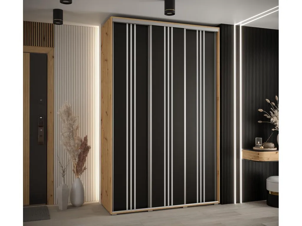 ARMARIO Homepleno 6 DE PUERTAS CORREDERAS 235.2/160/45 3 puertas (Artisan/Negro/Plata) 58666mzpl
