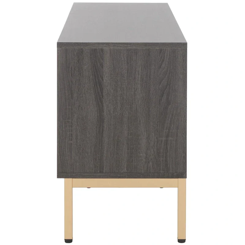 Mid Century TV Stand with Tambour Doors and Storage Drawers