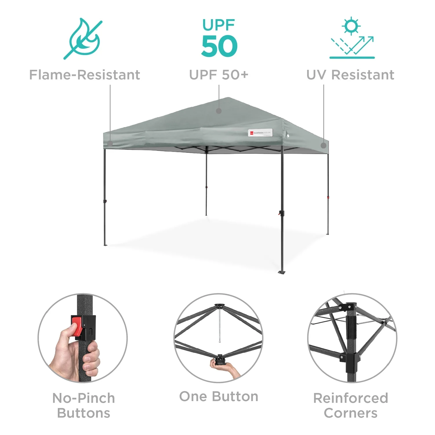 Best Choice Products 12x12ft Easy Setup Pop Up Canopy w/ 1-Button Setup, Wheeled Case, 4 Weight Bags - Navy Blue - Image 161