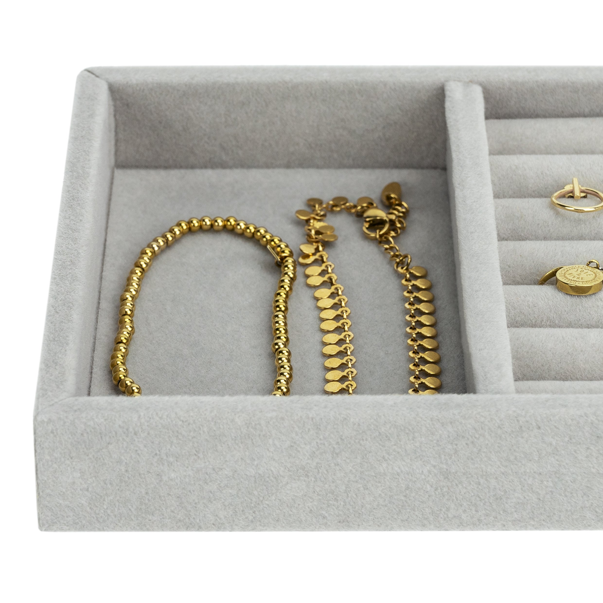 LYVION Sieradendoos met 2 vakken - Fluweel - Grijs