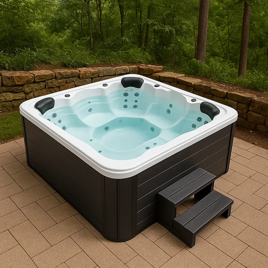 Spas rígidos 200x200x85 cm, 3 personas, cuadrado, color negro/blanco zIucacj436As