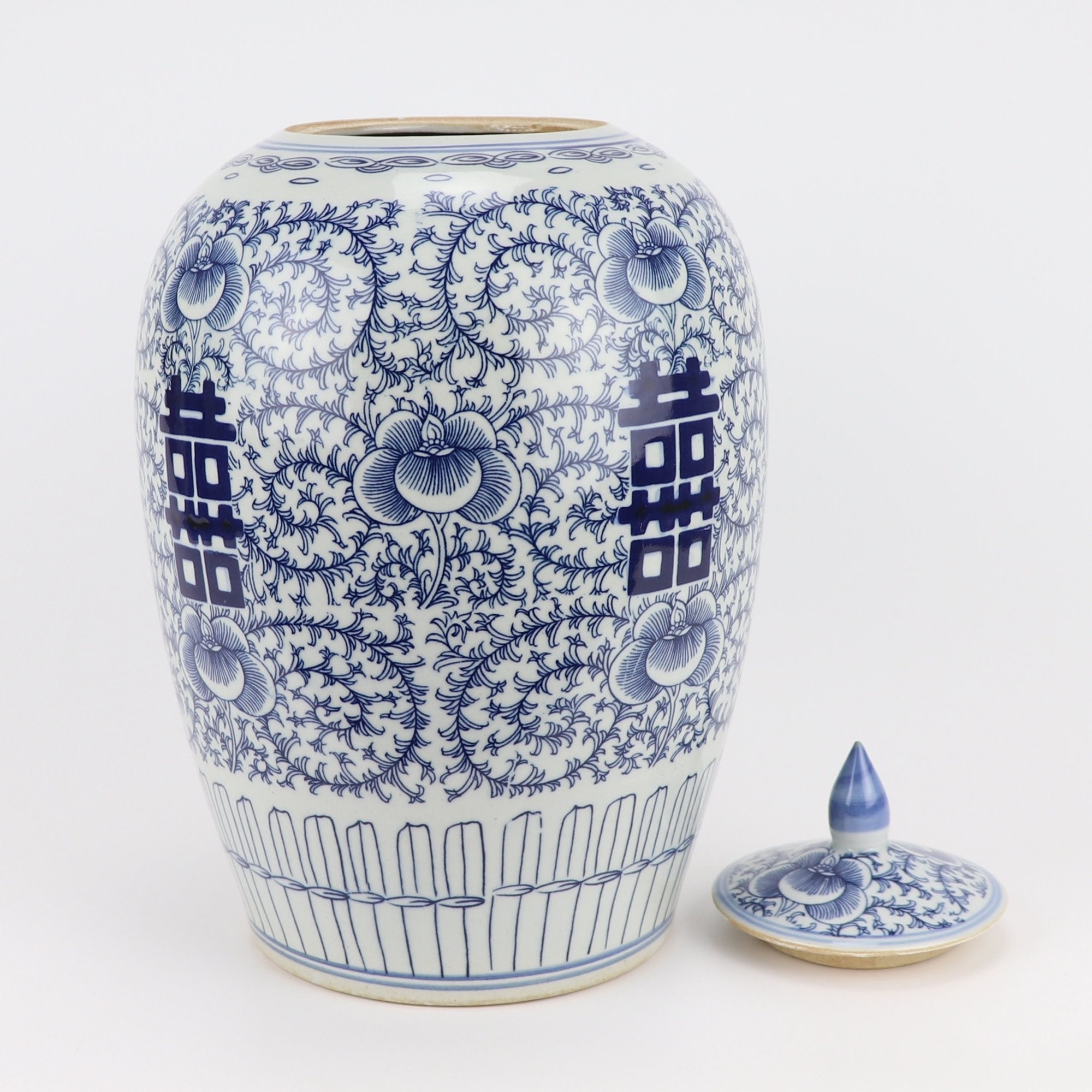 Fine Asianliving Chinese Gemberpot Blauw Wit Dubbele