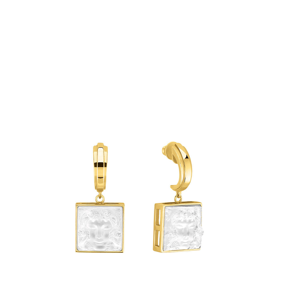 BOUCLES D'OREILLES ARÉTHUSE - CRISTAL INCOLORE, PLAQUÉ OR JAUNE 18 CARATS