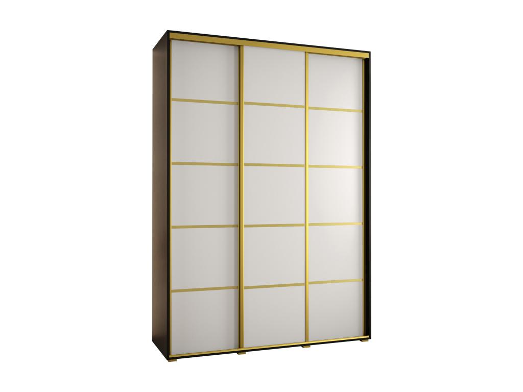 ARMARIO DAVOS 4 DE PUERTAS CORREDERAS 235,2/180/60 3 puertas (Negro/Blanco/Oro)