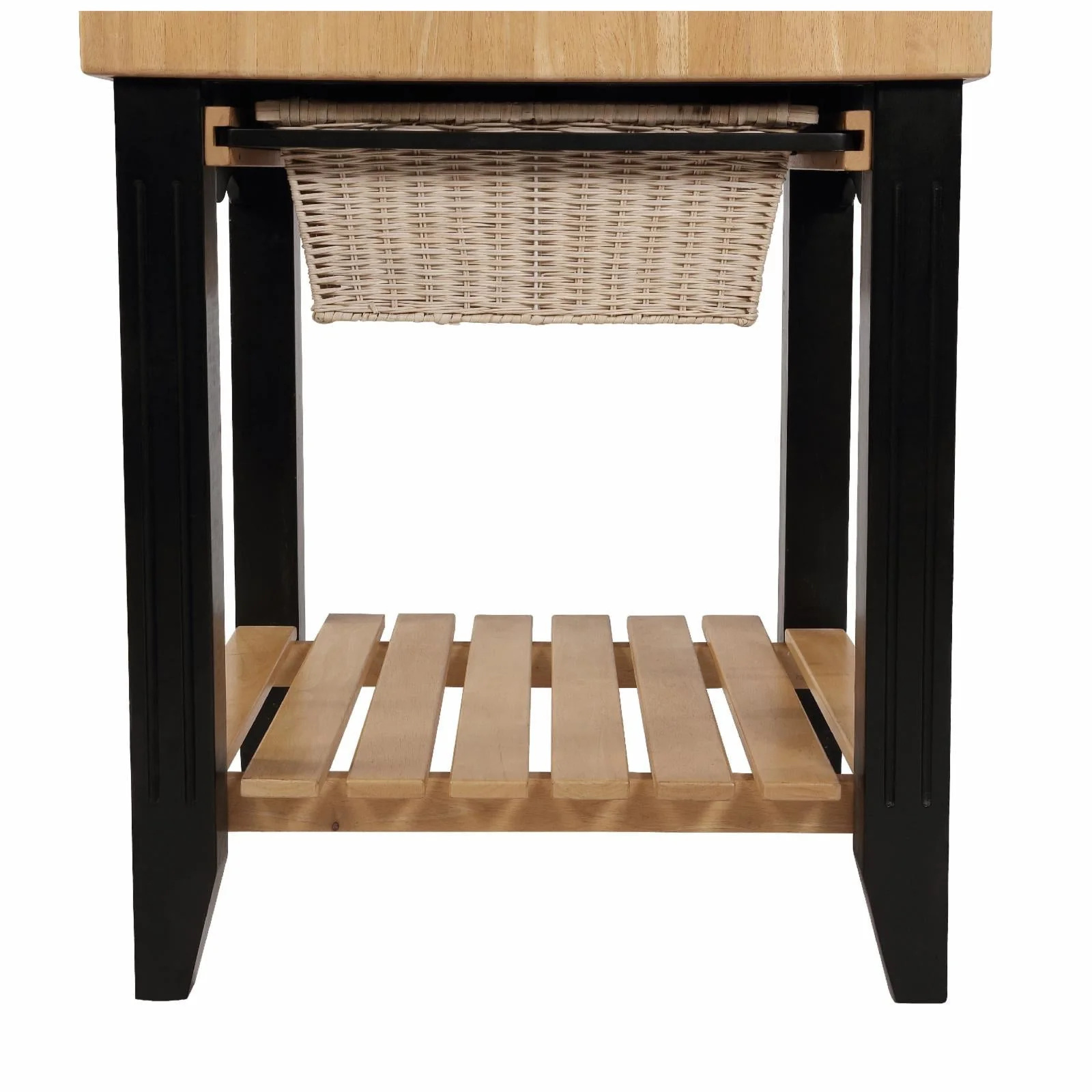 Kolton Square Kitchen Island, Black and Natural with Butcher Block Top - Image 4