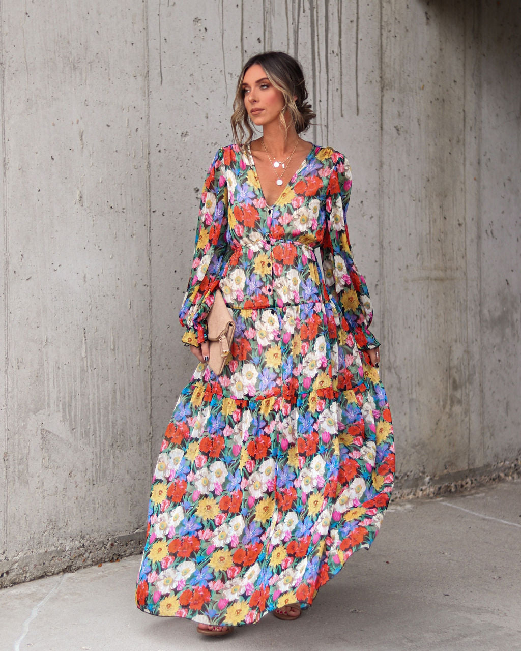 Dolce Life Floral Tiered Maxi Dress - Se7enfashion