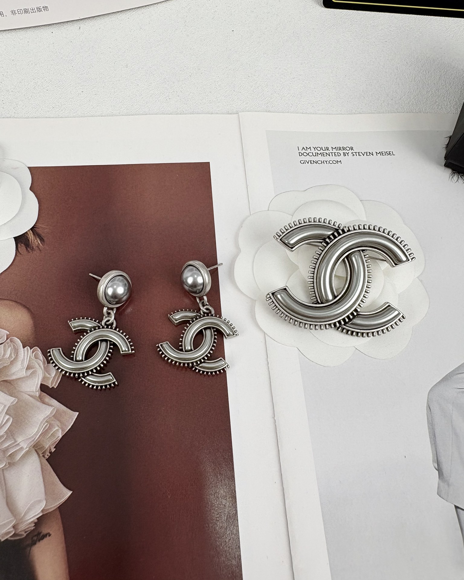 Chanel Vintage Gray CC Brooch - Original Replica Club