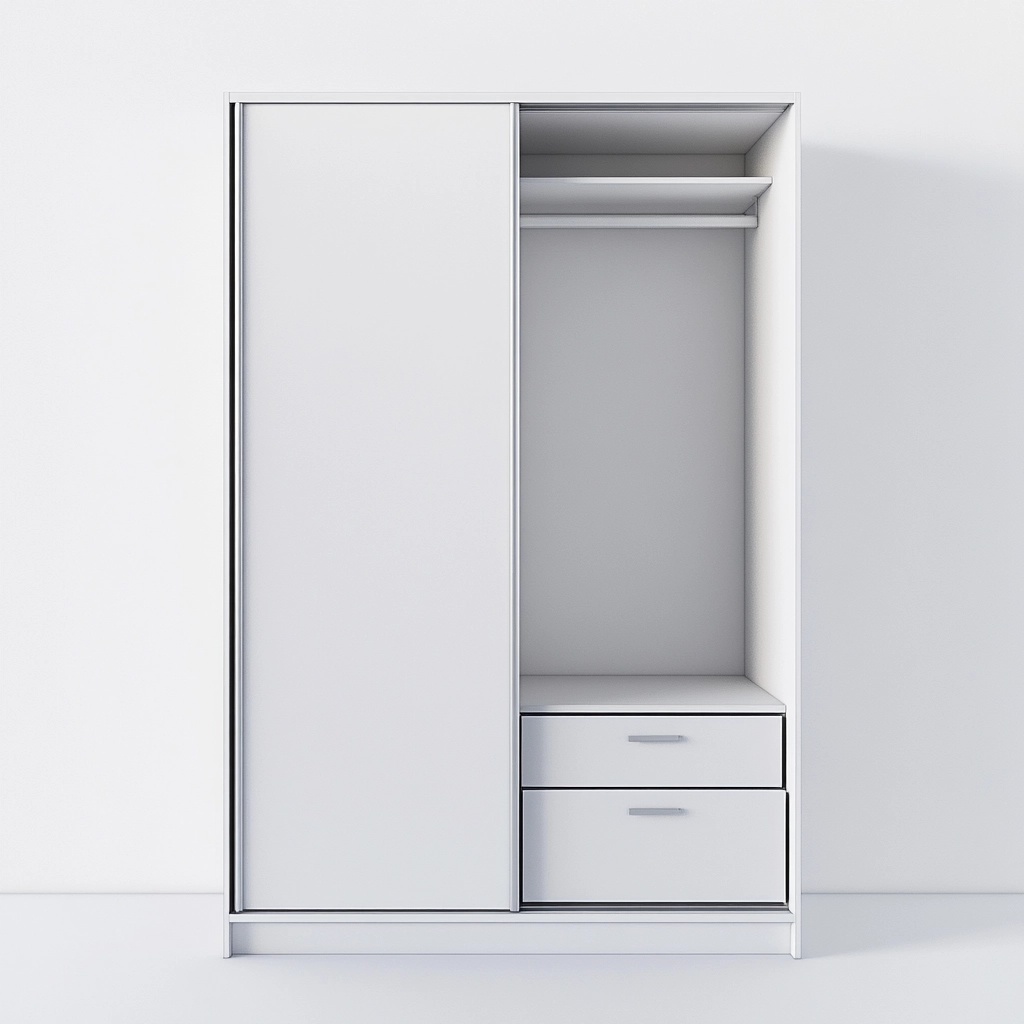 Armario moderno de dormitorio con puertas correderas blanco madera funcional con cajones y barra para colgar 180x100x50 cm armario de almacenamiento QI2923302