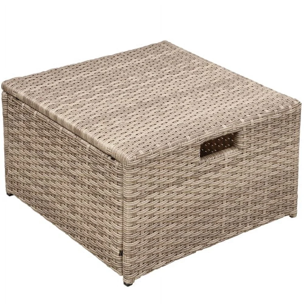 Harper & Bright Designs 4 Pieces Patio Wicker Chair with Ottoman and Coffee Table, Outdoor Rattan Loveseat Sectional Sofa Furniture Set for Garden, Beige Cushions - Image 20