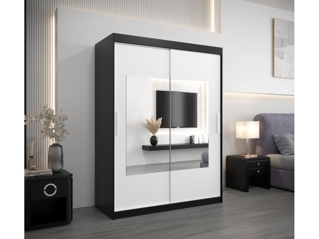 Armario Torino de puertas correderas 200/150/62 2 puertas (negro/blanco)