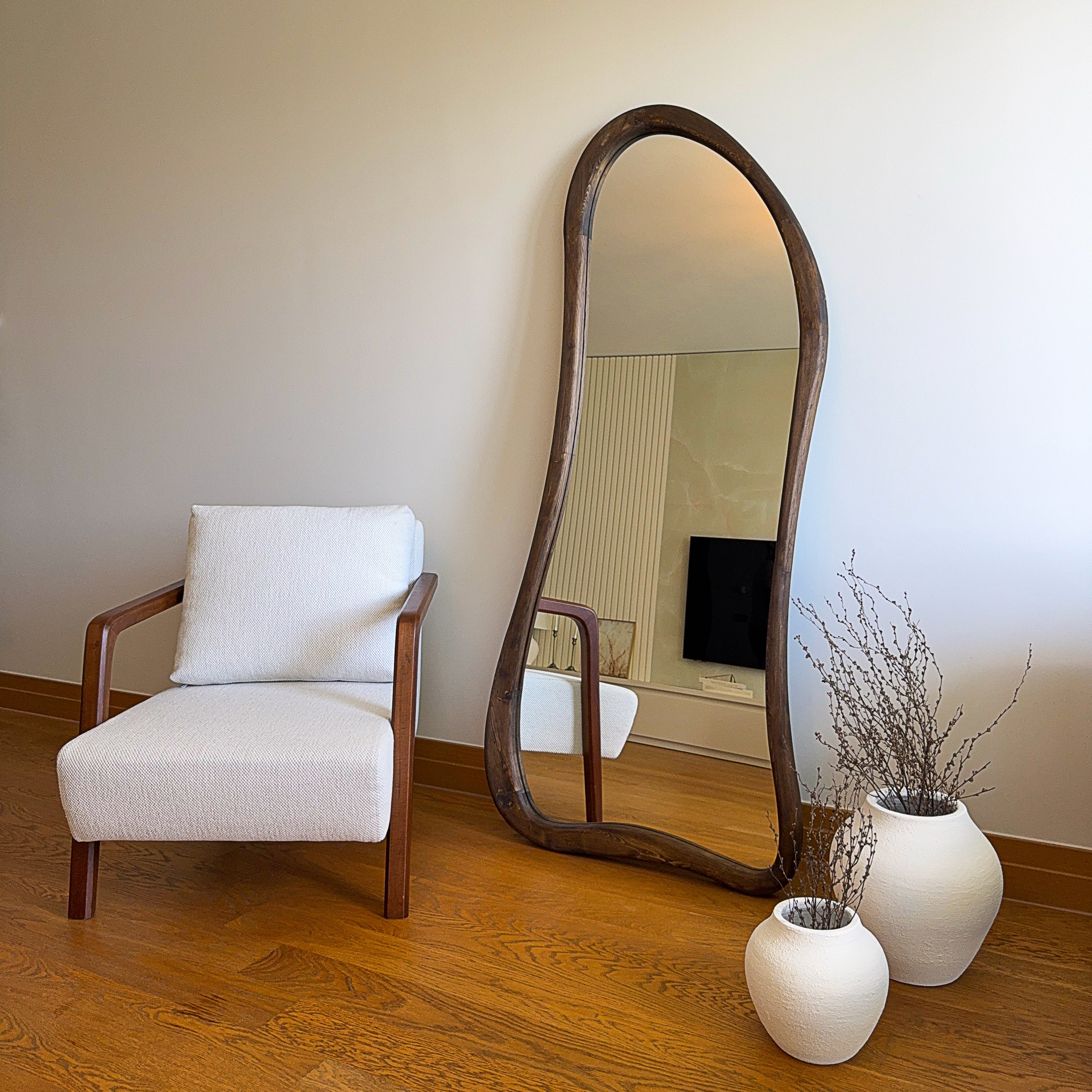 Blokker Solace Spiegel 180 x 80 cm - Wavy - Walnoot