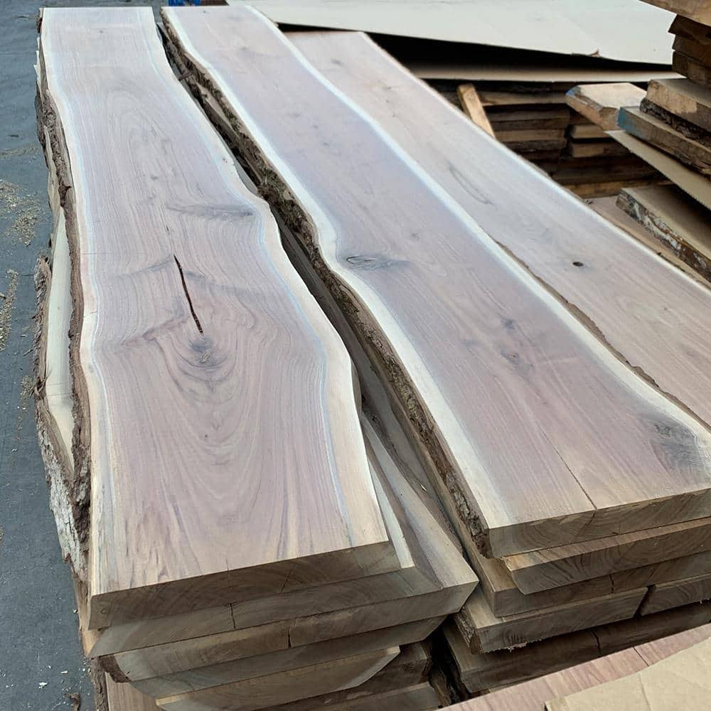 2 in. x 12 in. to 16 in x 8 ft. Walnut Live Edge Sawn Board-Instock(2 in. X 12 in / 16 in X 8 ft)
