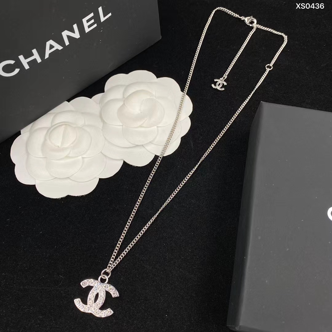 Chanel Classic Silver Double C Pendant Necklace - Original Replica Club