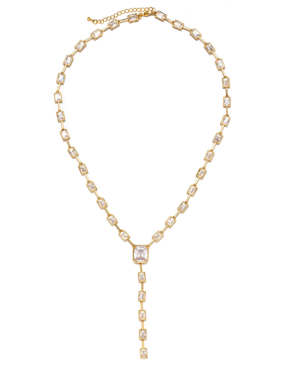 Leading Lady Crystal Lariat Necklace - Gold - Se7enfashion