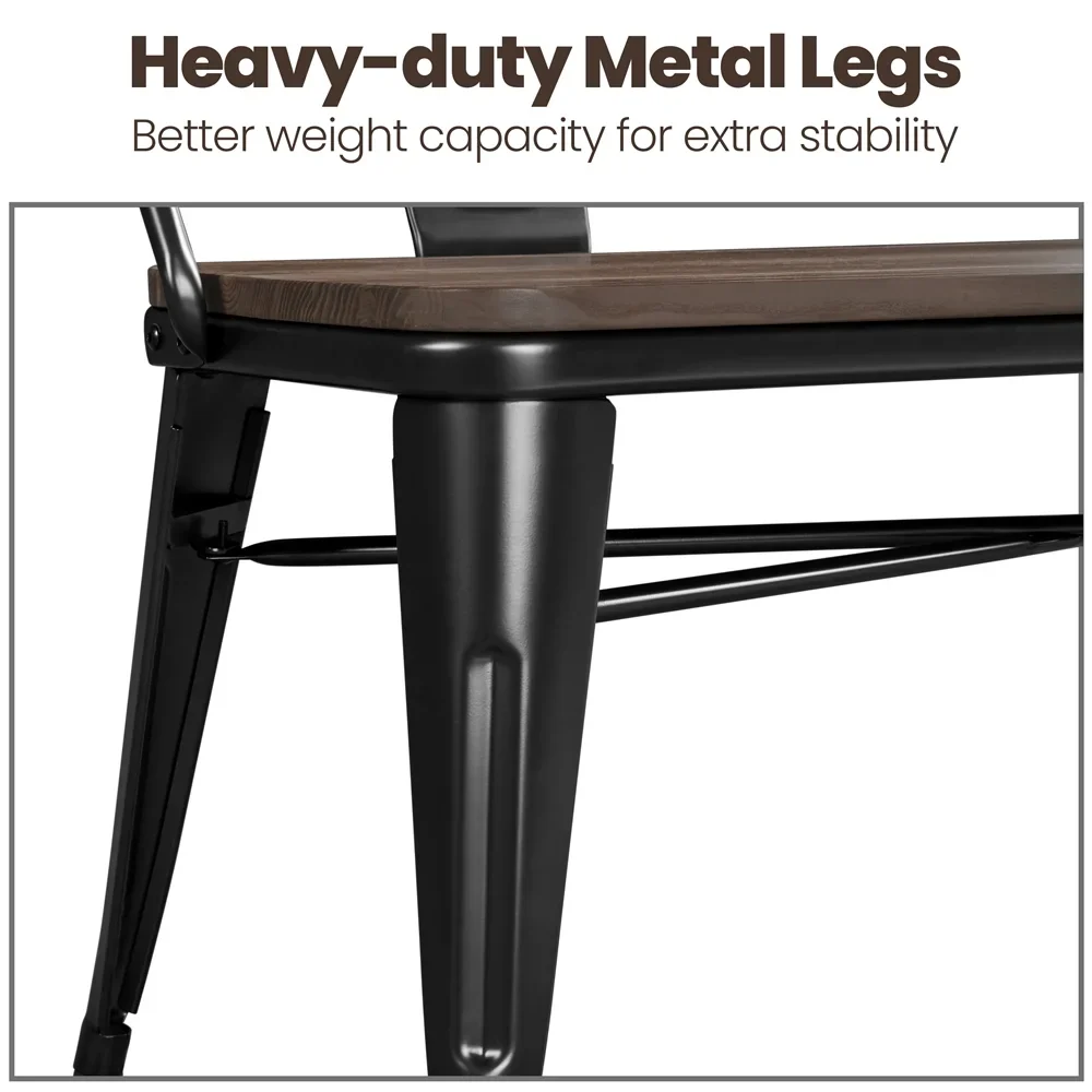 Yaheetech Industrial Metal Dining Bench with Upholstered Seat,Black
