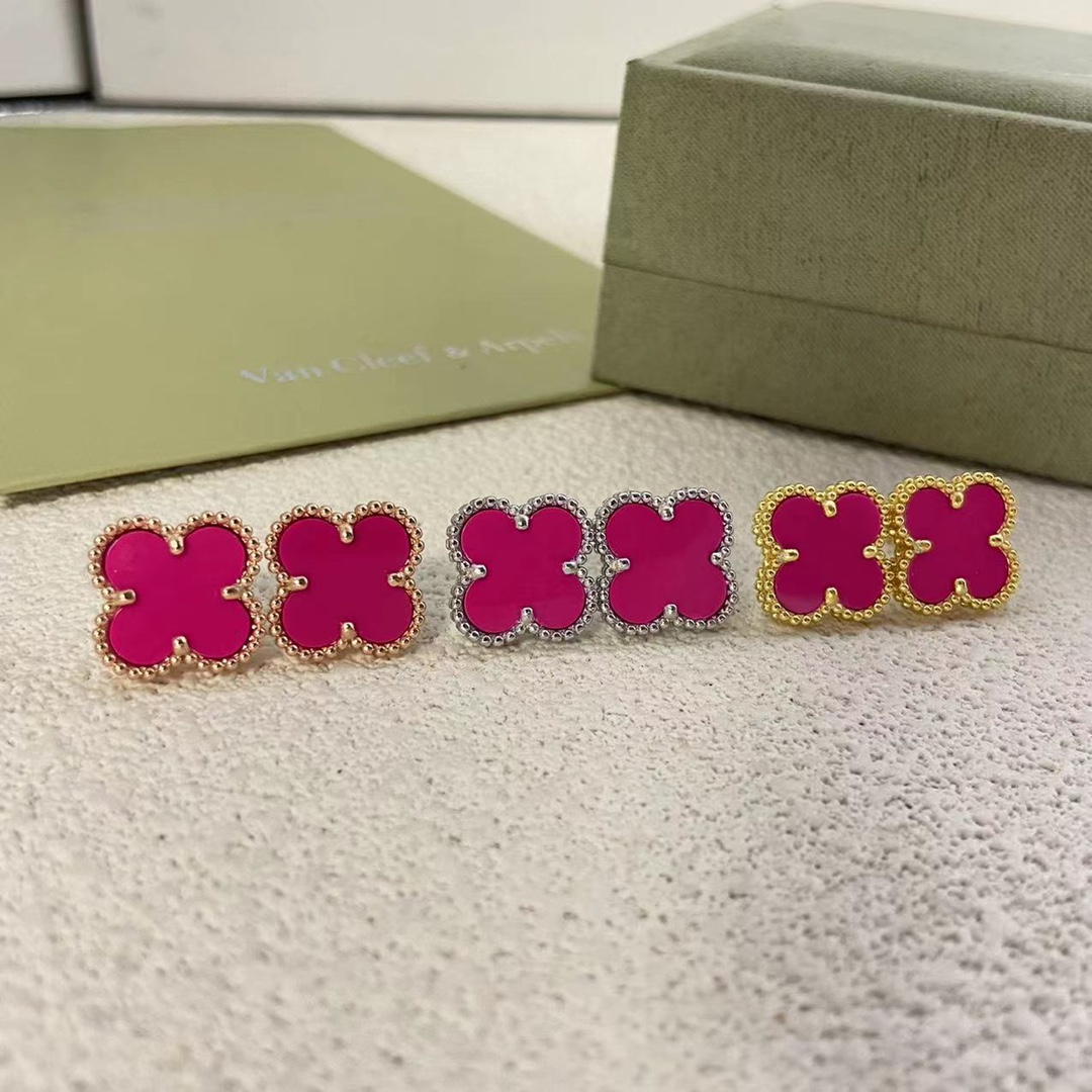 VCA Rose Red Vintage Alhambra Earrings - Original Replica Club