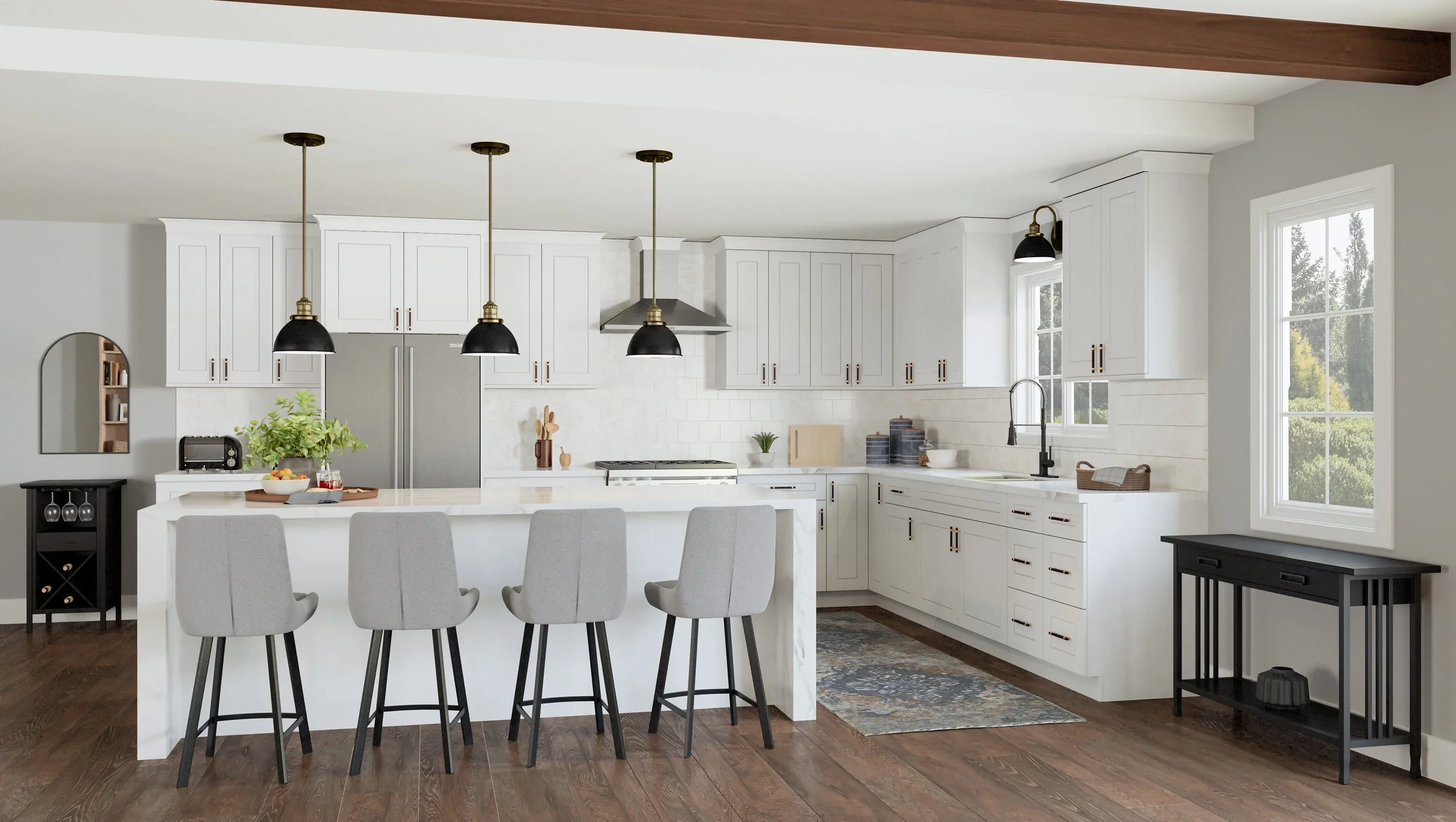 Design House 561407 Brookings Unassembled Shaker Base Kitchen Cabinet 36x34.5x24, White
