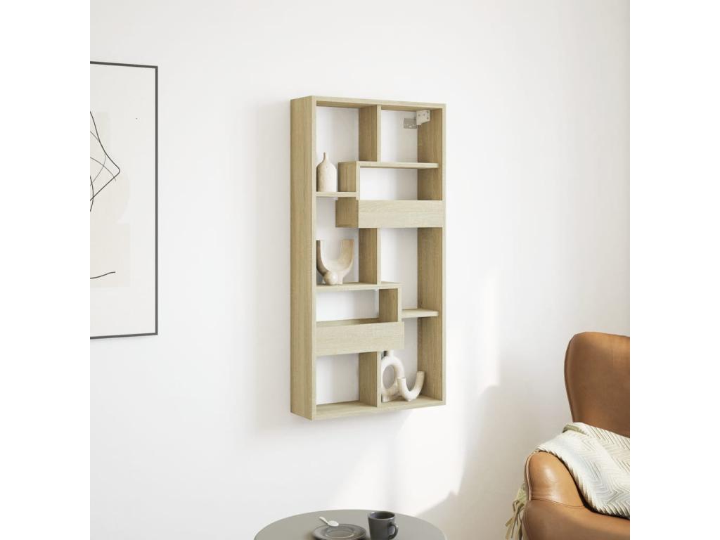 Armario de pared madera ingeniería roble Nestleano 50x15x100 cm