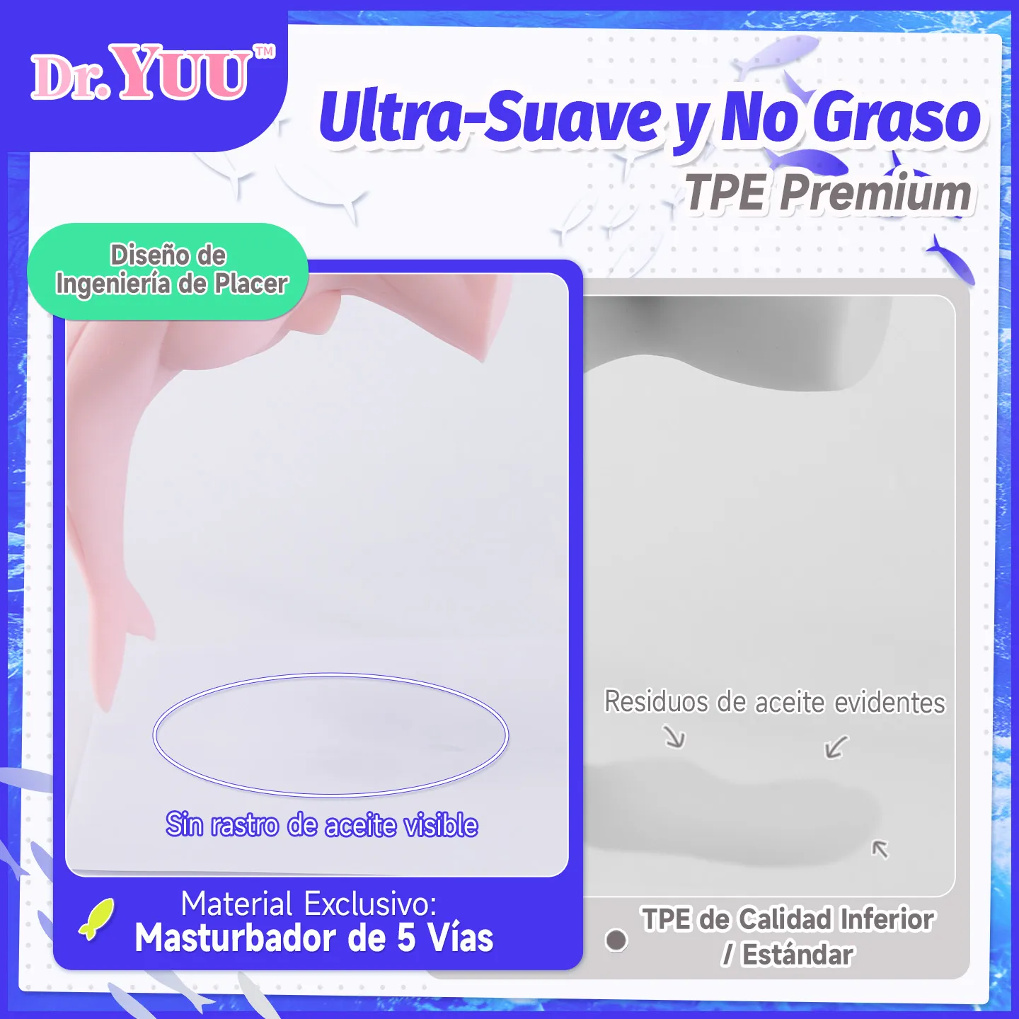 Comparativa de TPE premium sin grasa contra copas comunes en el onahole anime de Dr.YUU
