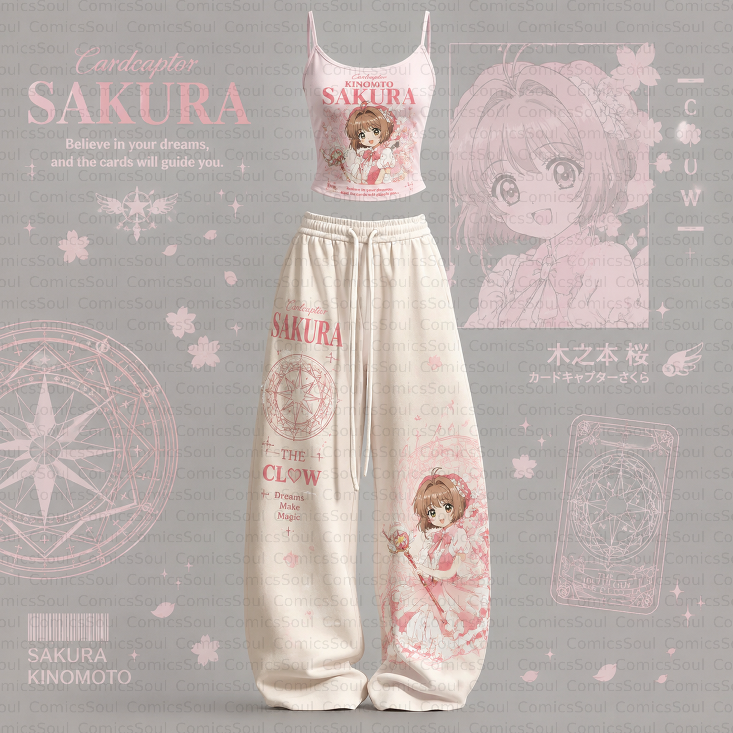 Cardcaptor Sakura Top & Elasticated Trousers Two-Piece Set TeeThreads Sustain the Scene with Custom Apparel