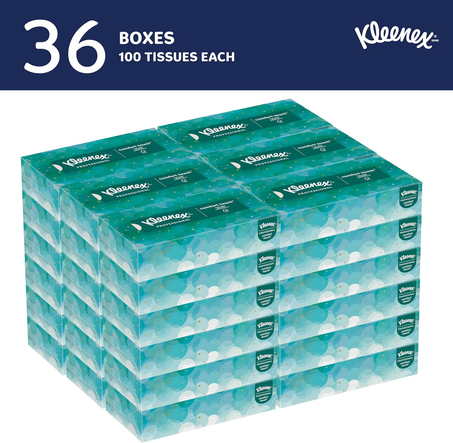 Kleenex Professional Facial Tissue, Bulk (21400), 2-Ply, White, Flat Boxed Format, Designed for Business (100 Tissues/Box, 36 Boxes, 3,600 Sheets/Case)