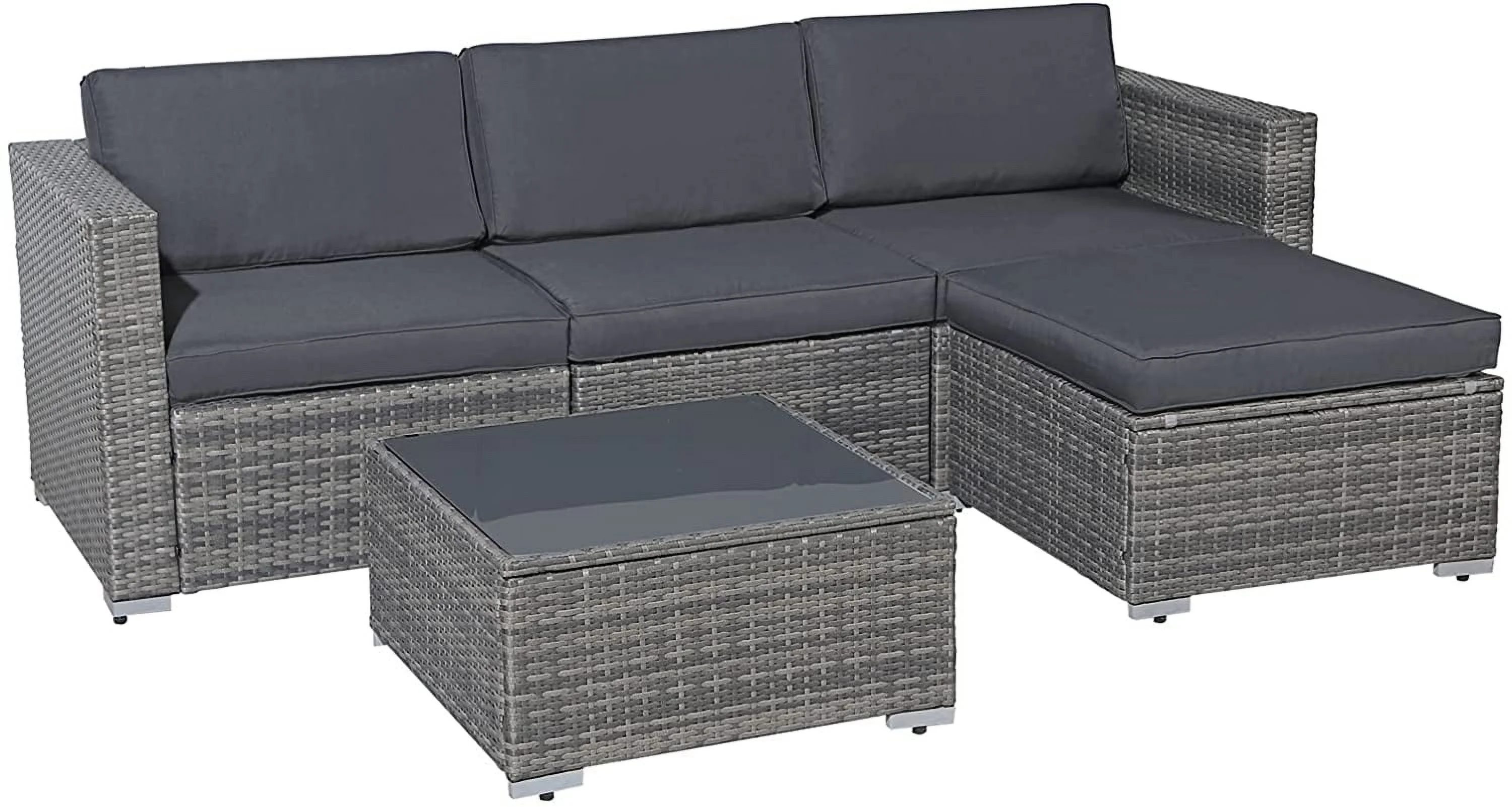 Patiorama 5-Piece Patio Furniture Set, Outdoor Sectional Conversation Set, All-Weather Grey PE Wicker with Light Grey Cushions, Backyard Porch Garden - Image 20