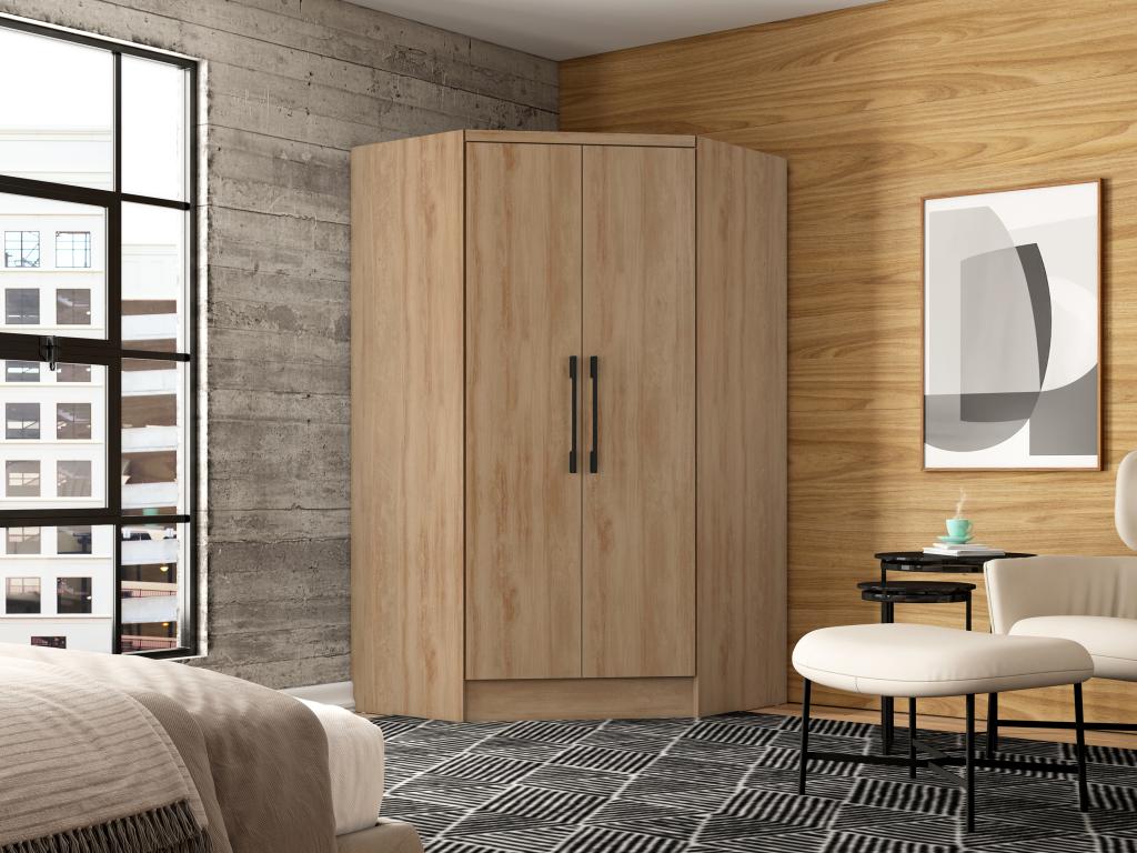 Armario esquinero de 2 puertas - L101 cm - Color: natural - AURALI